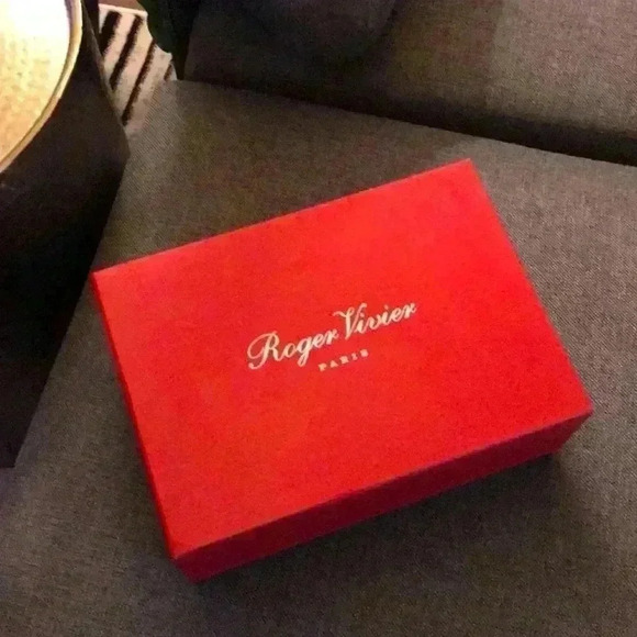 Roger Vivier Velvet Open Toe T.115 CFE Petrolio - Picture 6 of 7